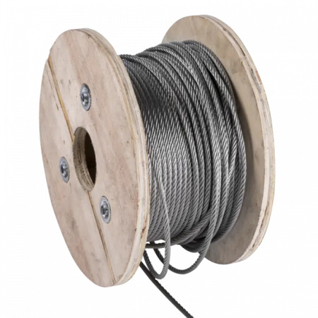 N92.06050.6UR трос стальной 6 мм, плетение 7х19, нержавеющая сталь (катушка 50м)