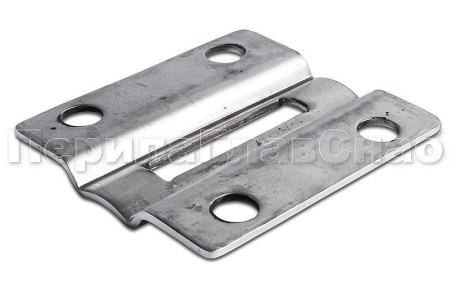 Боковой крепеж, пластина под стойку Д38, р-р 100х90х3, 4 отверстия Д12.8мм, aisi304