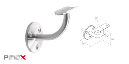 N05.0201.4BS Держатель поручня пристенный 12 мм. под круглую трубу Ф42.4 Крепление на три отверстия. AISI304 Сатина