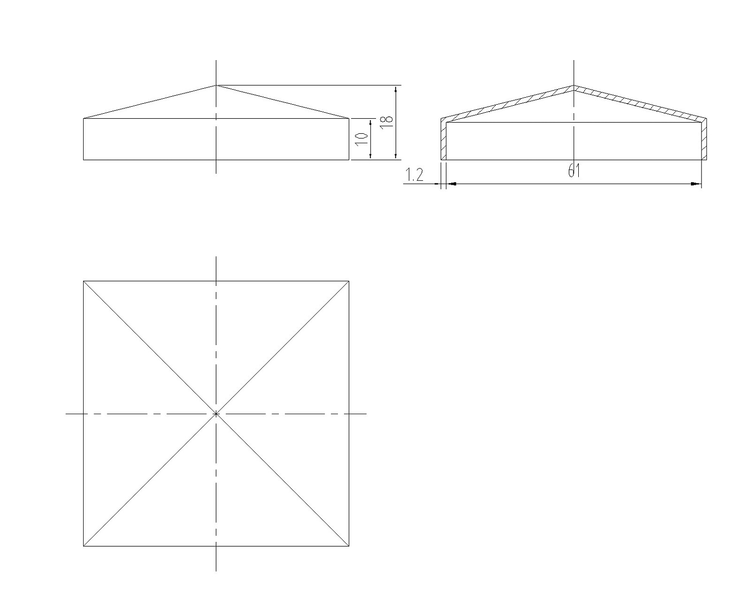 ZG01D Металлический колпак на столб 60*60. Черная сталь