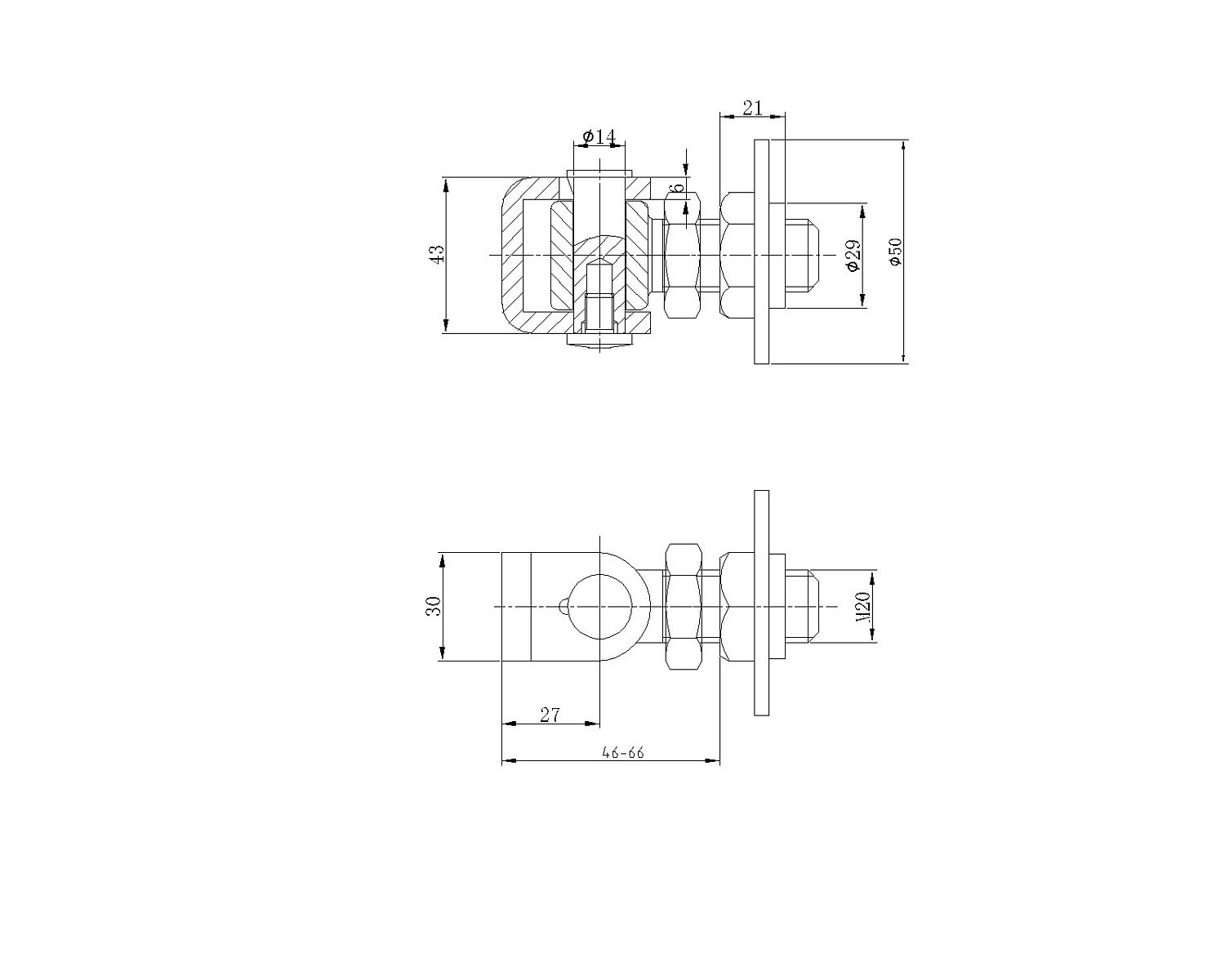 JL02G Петля регулируемая с кольцом под сварку М20
