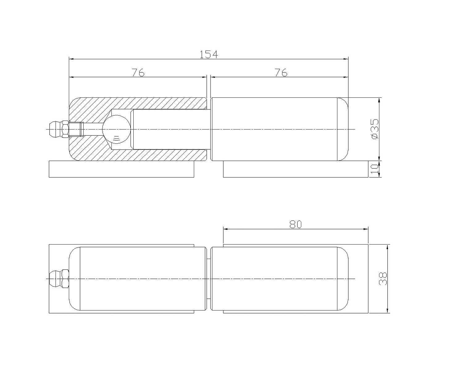 JL33B Петля усиленная с масленкой для тяжелых ворот 35х172 мм.